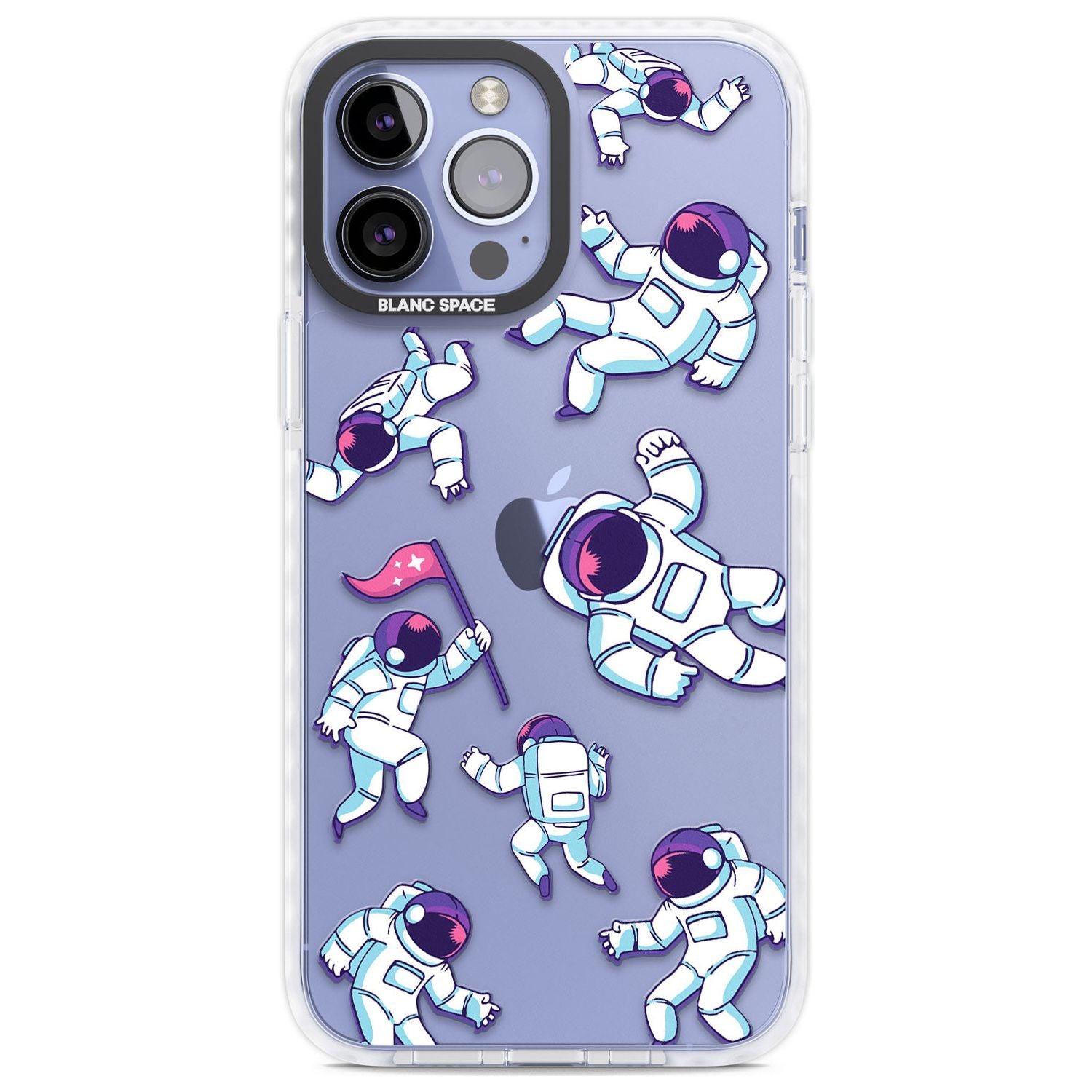 Astronaut Pattern Phone Case iPhone 13 Pro Max / Impact Case,iPhone 14 Pro Max / Impact Case Blanc Space