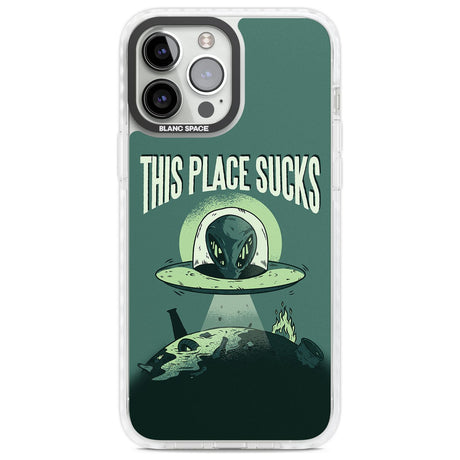 EARTH SUCKS Phone Case iPhone 13 Pro Max / Impact Case,iPhone 14 Pro Max / Impact Case Blanc Space