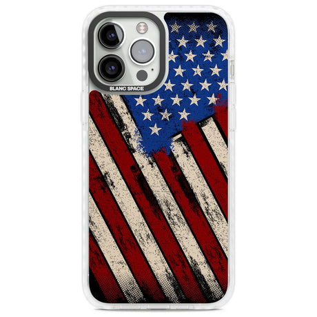 Distressed US Flag Phone Case iPhone 13 Pro Max / Impact Case,iPhone 14 Pro Max / Impact Case Blanc Space