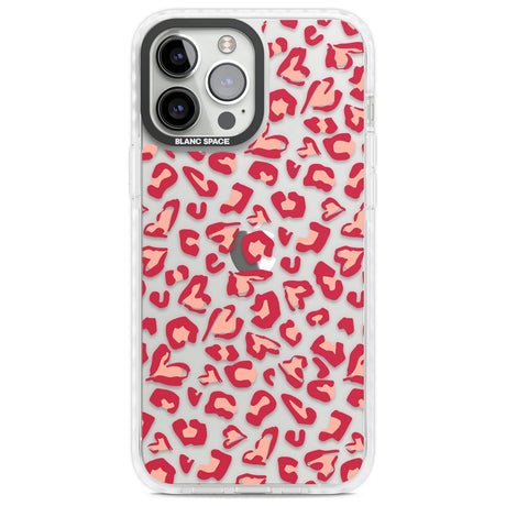 Heart Leopard Print Phone Case iPhone 13 Pro Max / Impact Case,iPhone 14 Pro Max / Impact Case Blanc Space