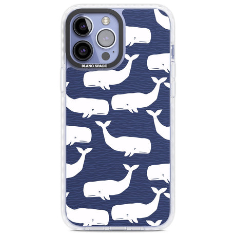 Cute Whales Phone Case iPhone 13 Pro Max / Impact Case,iPhone 14 Pro Max / Impact Case Blanc Space