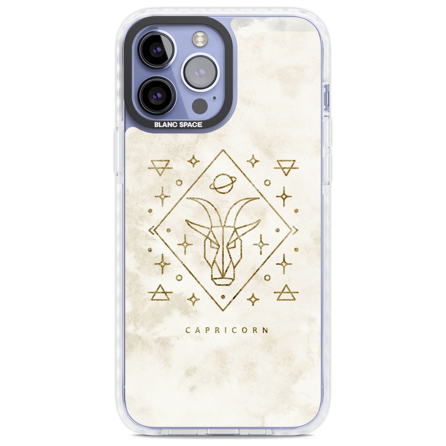 Capricorn Emblem - Solid Gold Marbled Design Phone Case iPhone 13 Pro Max / Impact Case,iPhone 14 Pro Max / Impact Case Blanc Space