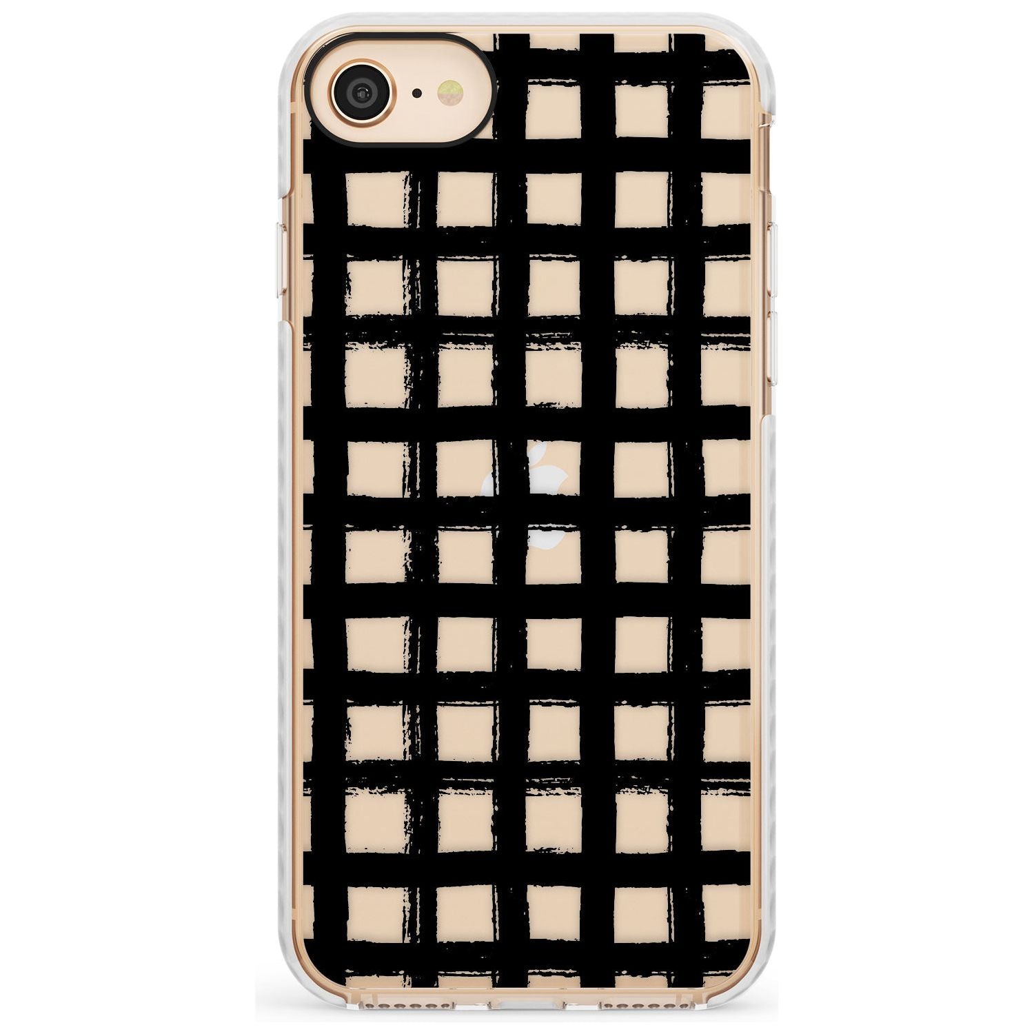 Messy Black Grid - Clear Slim TPU Phone Case for iPhone SE 8 7 Plus