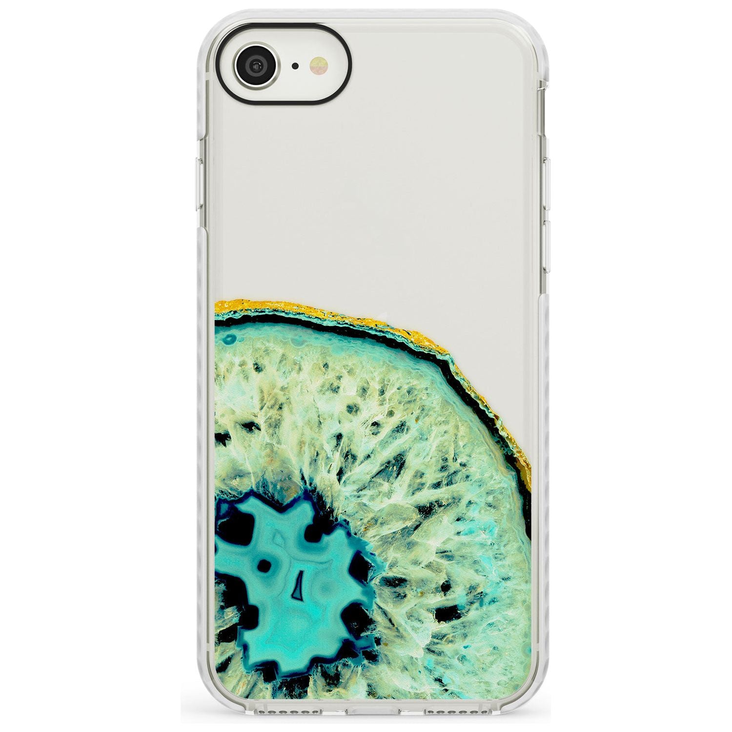 Turquoise & Green Gemstone Crystal Clear Design Impact Phone Case for iPhone SE 8 7 Plus