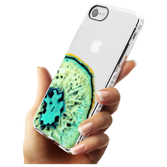 Turquoise & Green Gemstone Crystal Clear Design Impact Phone Case for iPhone SE 8 7 Plus