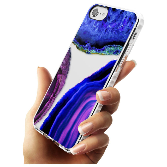 Purple & Blue Agate Gemstone Clear Design Impact Phone Case for iPhone SE 8 7 Plus
