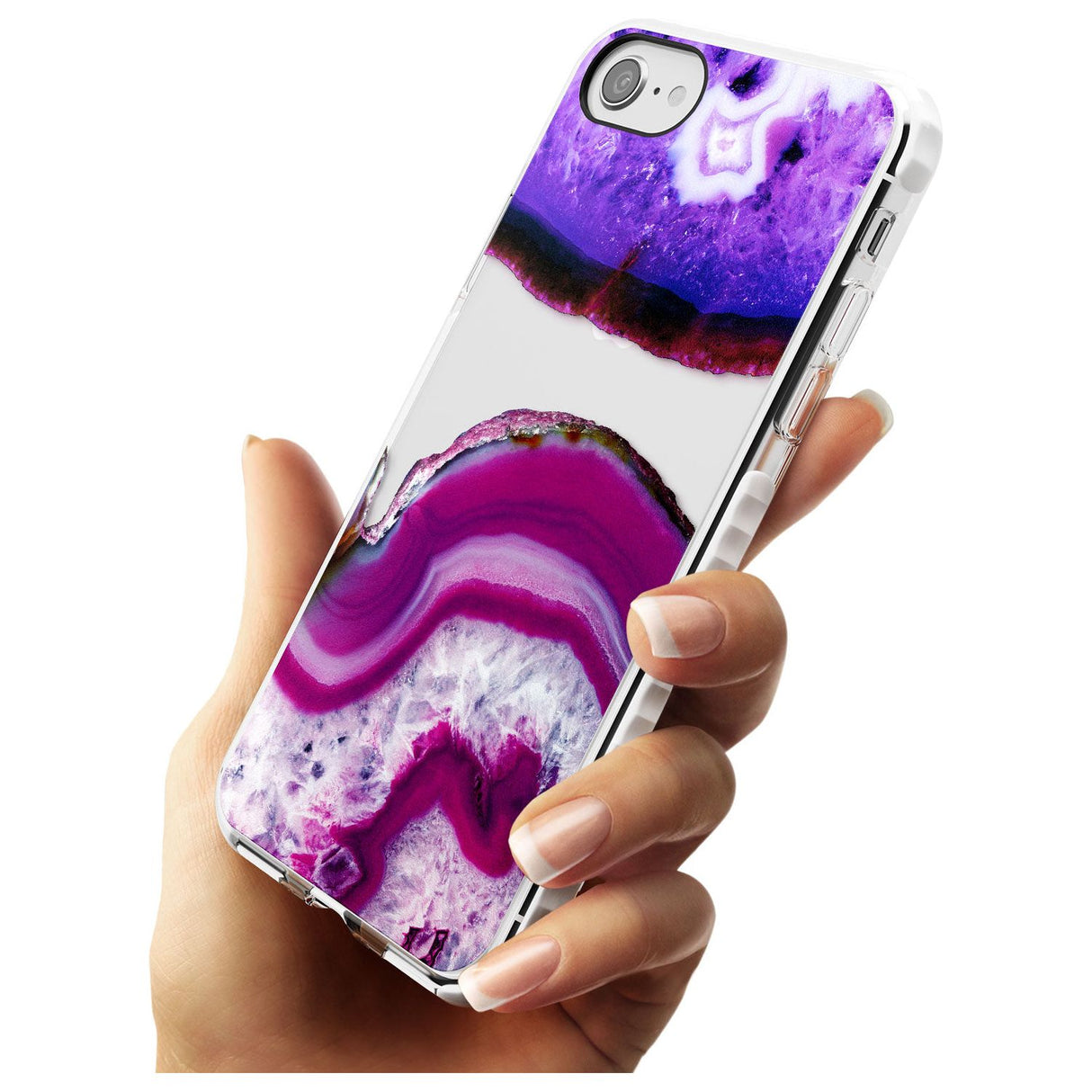 Purple & White Gemstone Crystal Clear Design Impact Phone Case for iPhone SE 8 7 Plus