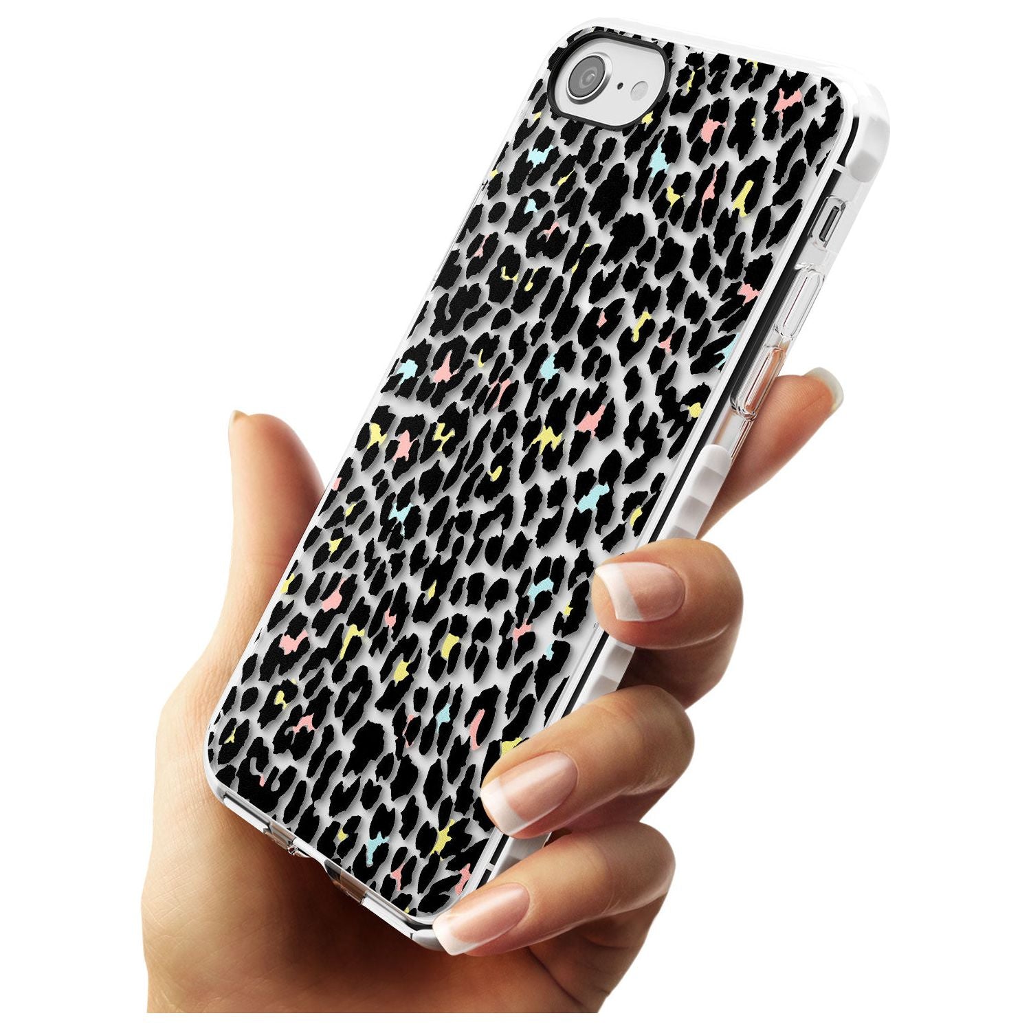 Mixed Pastels Leopard Print - Transparent Impact Phone Case for iPhone SE 8 7 Plus