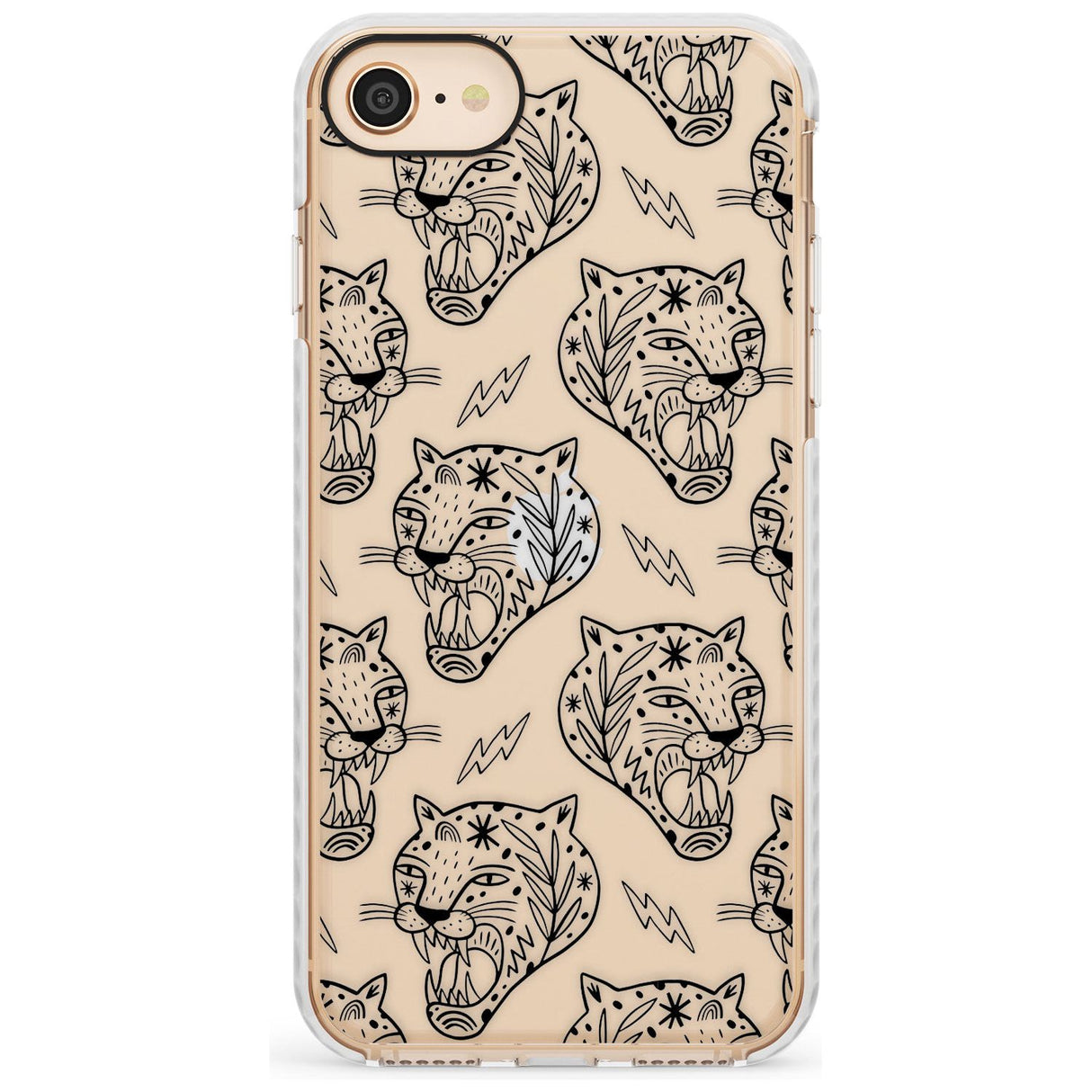Black Tiger Roar Pattern Impact Phone Case for iPhone SE 8 7 Plus