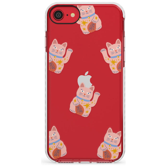 Waving Cat Pattern Impact Phone Case for iPhone SE 8 7 Plus