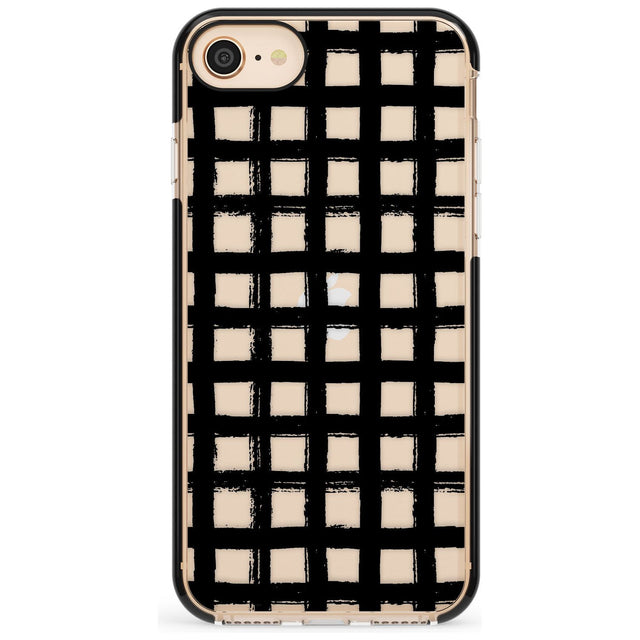 Messy Black Grid - Clear Pink Fade Impact Phone Case for iPhone SE 8 7 Plus