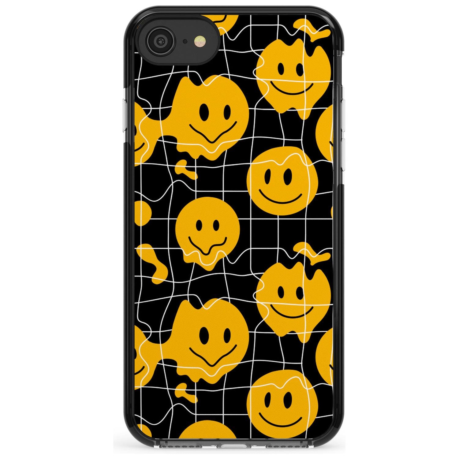 Acid Face Grid Pattern Black Impact Phone Case for iPhone SE 8 7 Plus