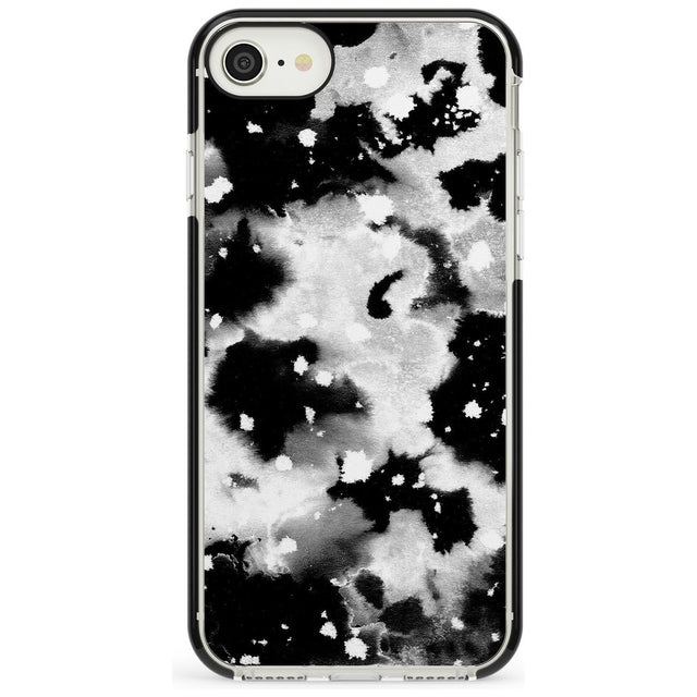 Black & White Acid Wash Tie-Dye Pattern Black Impact Phone Case for iPhone SE 8 7 Plus