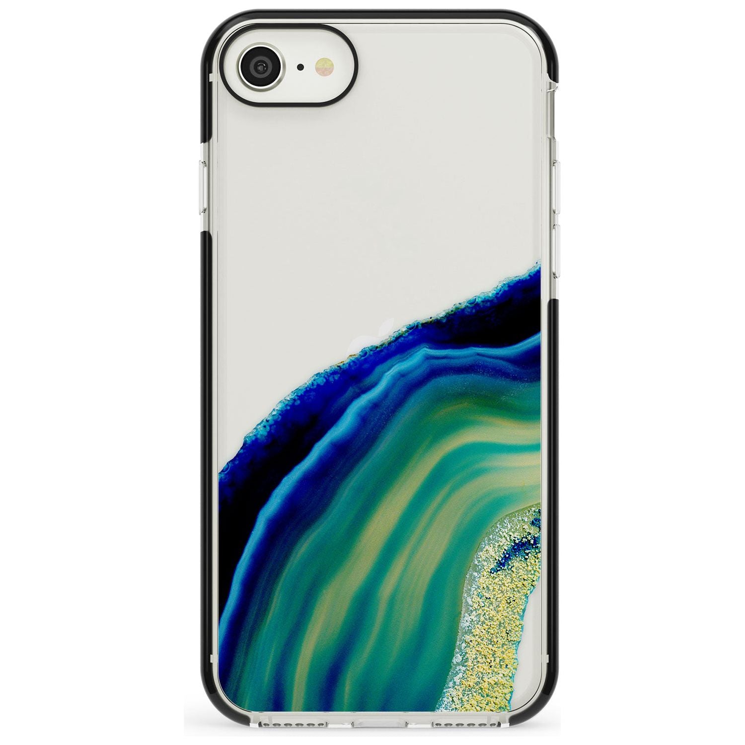 Green & Blue Gemstone Crystal Black Impact Phone Case for iPhone SE 8 7 Plus