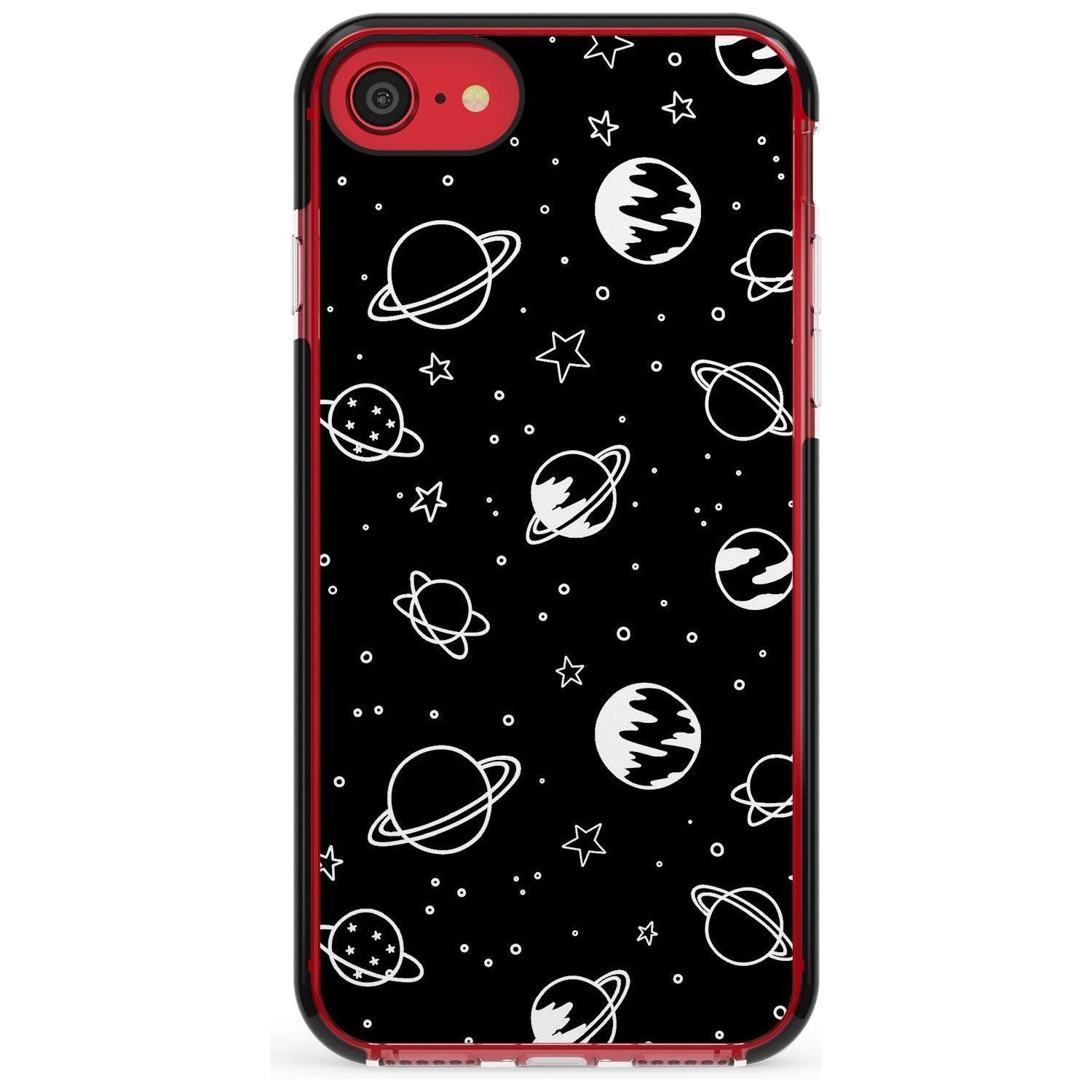 Outer Space Outlines: White on Black Pink Fade Impact Phone Case for iPhone SE 8 7 Plus