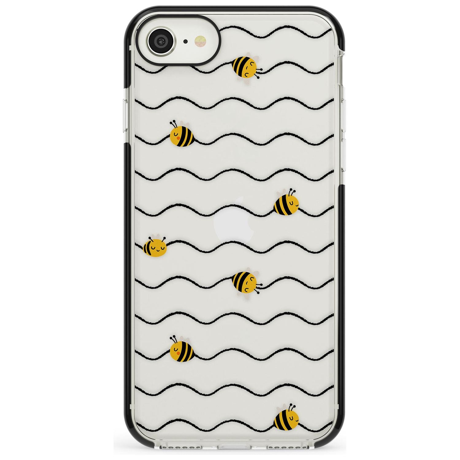 Sweet as Honey Patterns: Bees & Stripes (Clear) Black Impact Phone Case for iPhone SE 8 7 Plus