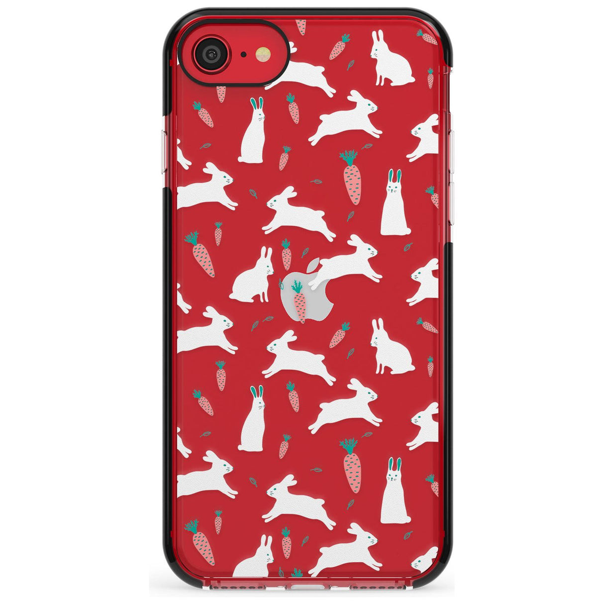 White Bunnies and Carrots Black Impact Phone Case for iPhone SE 8 7 Plus