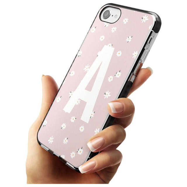 Pink Daisy Custom Black Impact Phone Case for iPhone SE 8 7 Plus