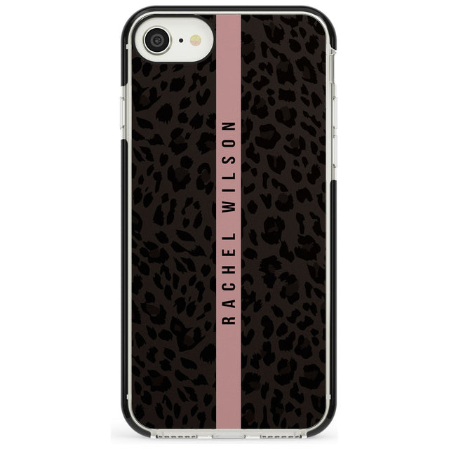 Pink Stripe Leopard Pattern Black Impact Phone Case for iPhone SE 8 7 Plus