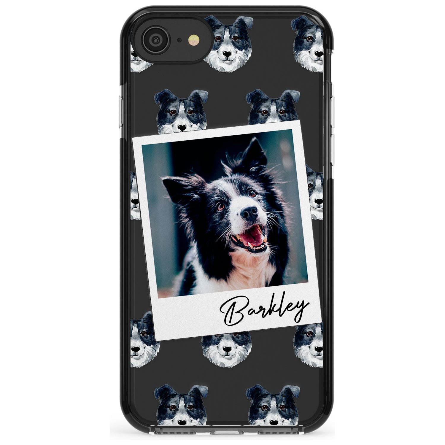 Border Collie - Custom Dog Photo Pink Fade Impact Phone Case for iPhone SE 8 7 Plus