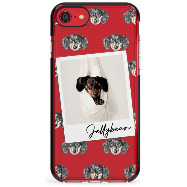 Dachshund, Black- Custom Dog Photo Pink Fade Impact Phone Case for iPhone SE 8 7 Plus
