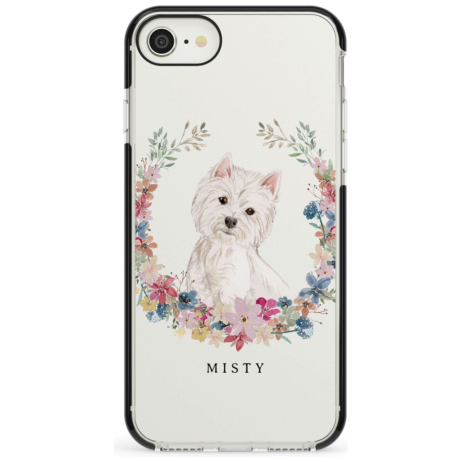 Westie Watercolour Dog Portrait Black Impact Phone Case for iPhone SE 8 7 Plus