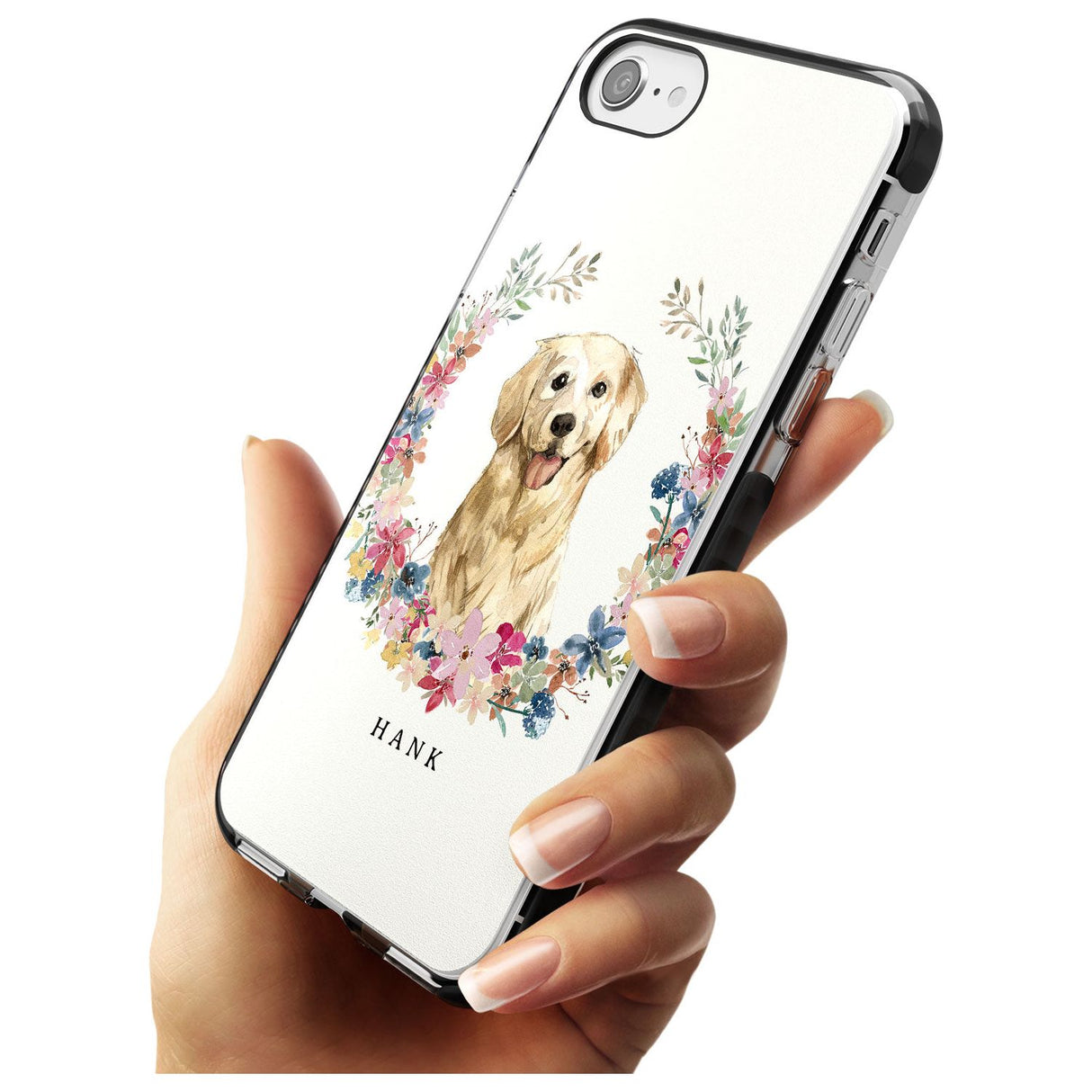 Golden Retriever - Watercolour Dog Portrait Black Impact Phone Case for iPhone SE 8 7 Plus
