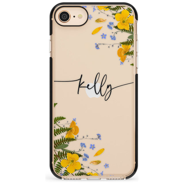 Custom Ferns & Flowers Pink Fade Impact Phone Case for iPhone SE 8 7 Plus