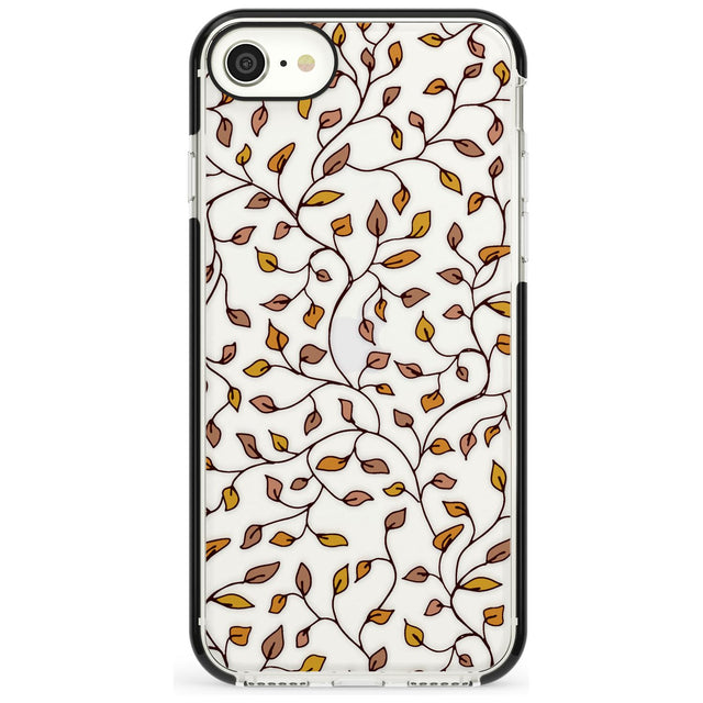 Personalised Autumn Leaves Pattern Black Impact Phone Case for iPhone SE 8 7 Plus
