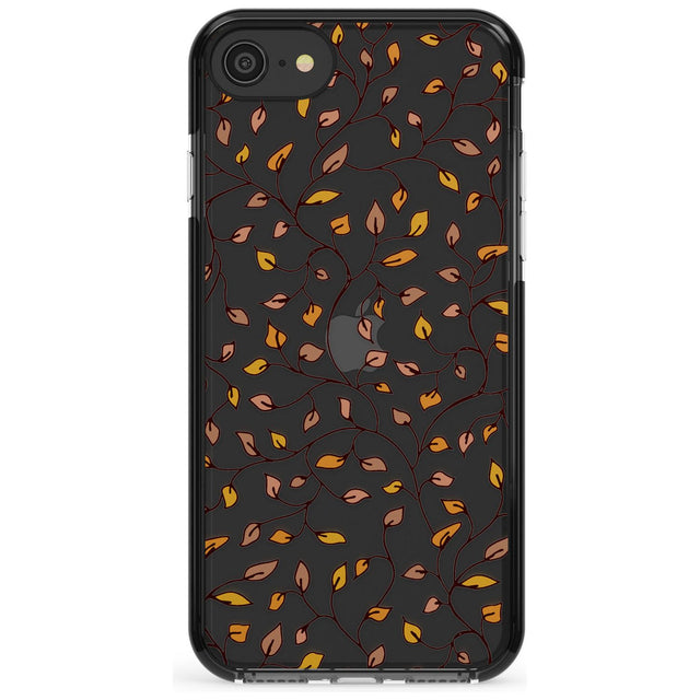 Personalised Autumn Leaves Pattern Black Impact Phone Case for iPhone SE 8 7 Plus