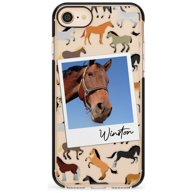 Personalised Horse Polaroid Black Impact Phone Case for iPhone SE 8 7 Plus