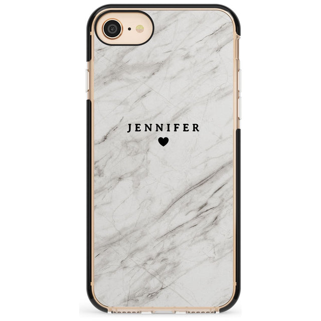 Personalised Light Grey & White Marble Pink Fade Impact Phone Case for iPhone SE 8 7 Plus