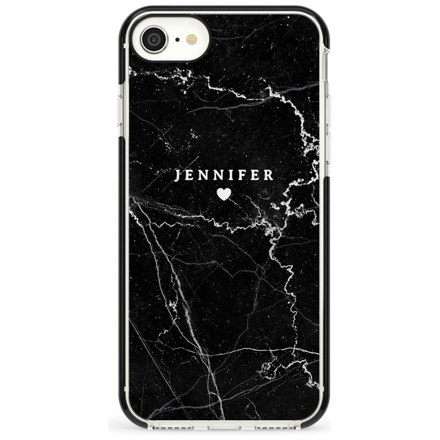Personalised Black Marble Pink Fade Impact Phone Case for iPhone SE 8 7 Plus