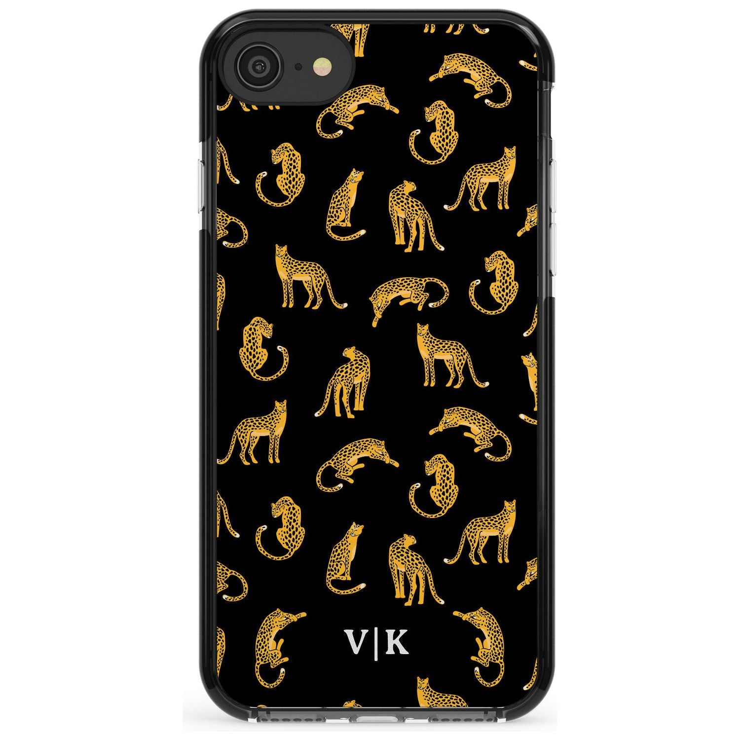 Personalised Cheetah Pattern: Black Pink Fade Impact Phone Case for iPhone SE 8 7 Plus