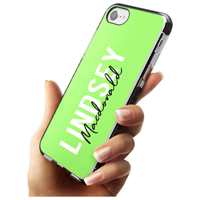 Bold Custom Name: Lime Black Impact Phone Case for iPhone SE 8 7 Plus