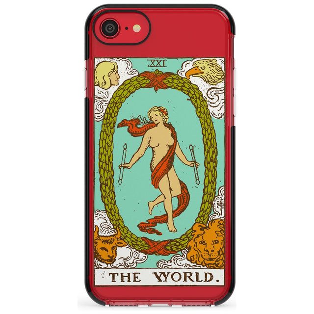 The World Tarot Card - Colour Pink Fade Impact Phone Case for iPhone SE 8 7 Plus