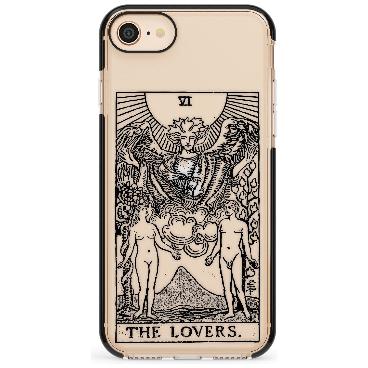 The Lovers Tarot Card - Transparent Pink Fade Impact Phone Case for iPhone SE 8 7 Plus