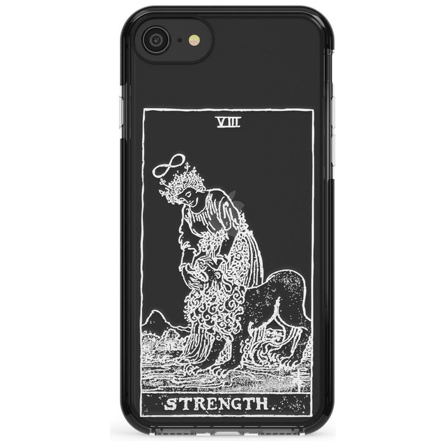 Strength Tarot Card - White Transparent Pink Fade Impact Phone Case for iPhone SE 8 7 Plus