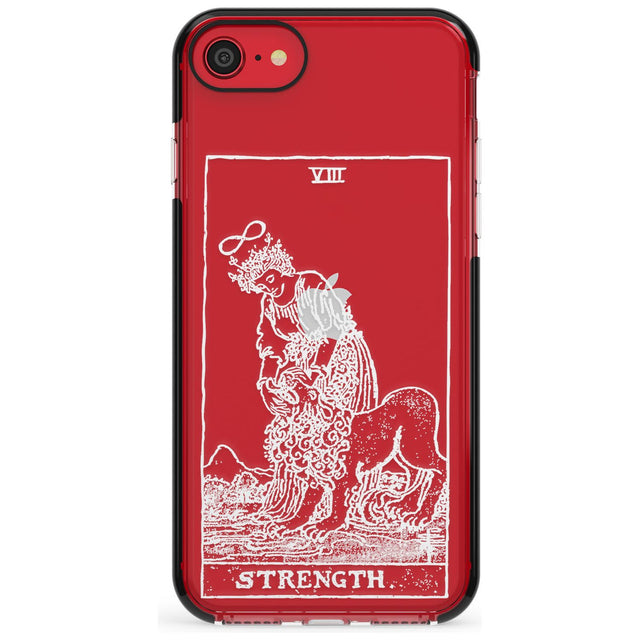 Strength Tarot Card - White Transparent Pink Fade Impact Phone Case for iPhone SE 8 7 Plus