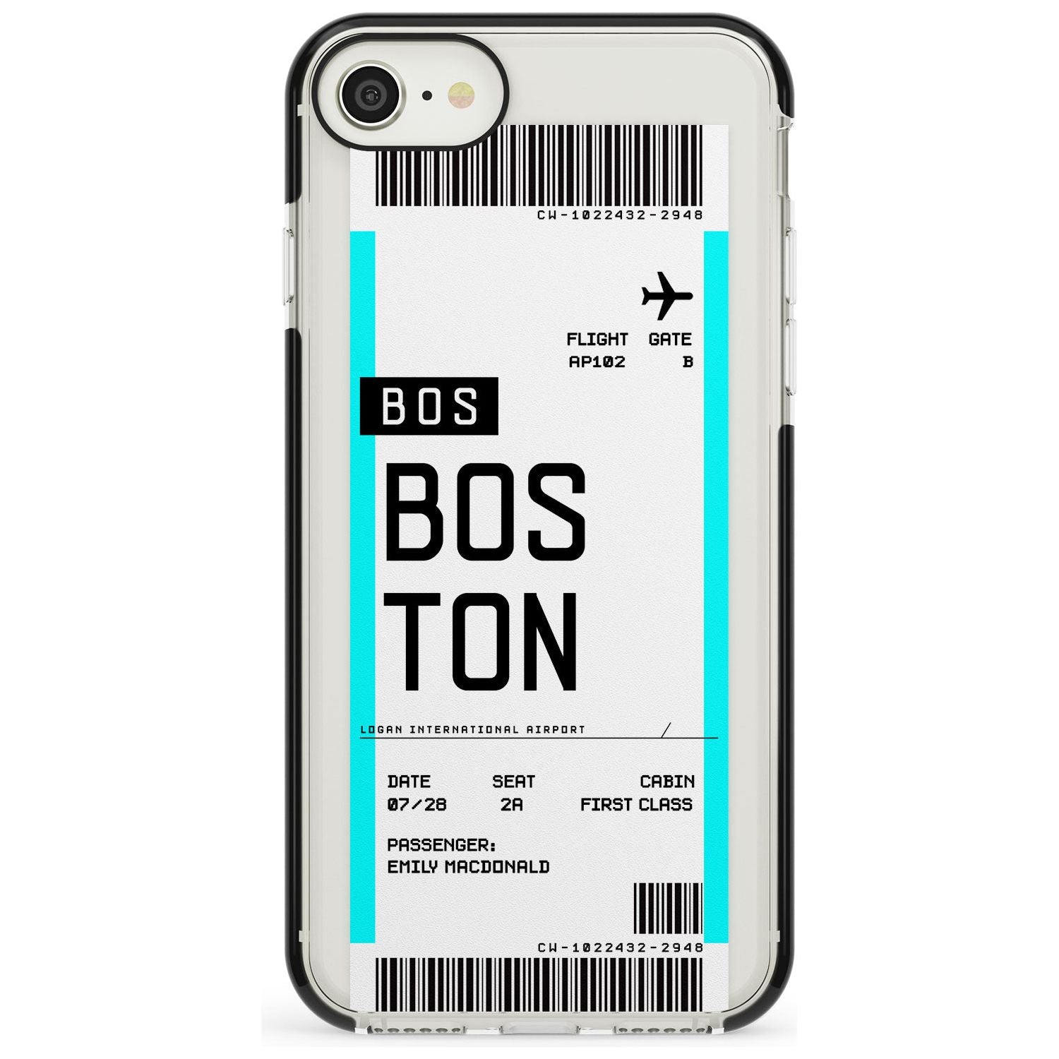 Boston Boarding Pass iPhone Case  Black Impact Custom Phone Case - Case Warehouse