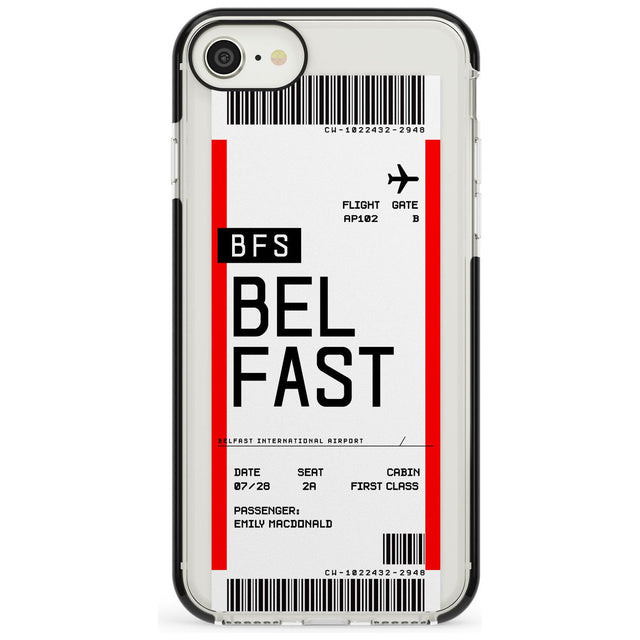 Belfast Boarding Pass  Black Impact Custom Phone Case - Case Warehouse