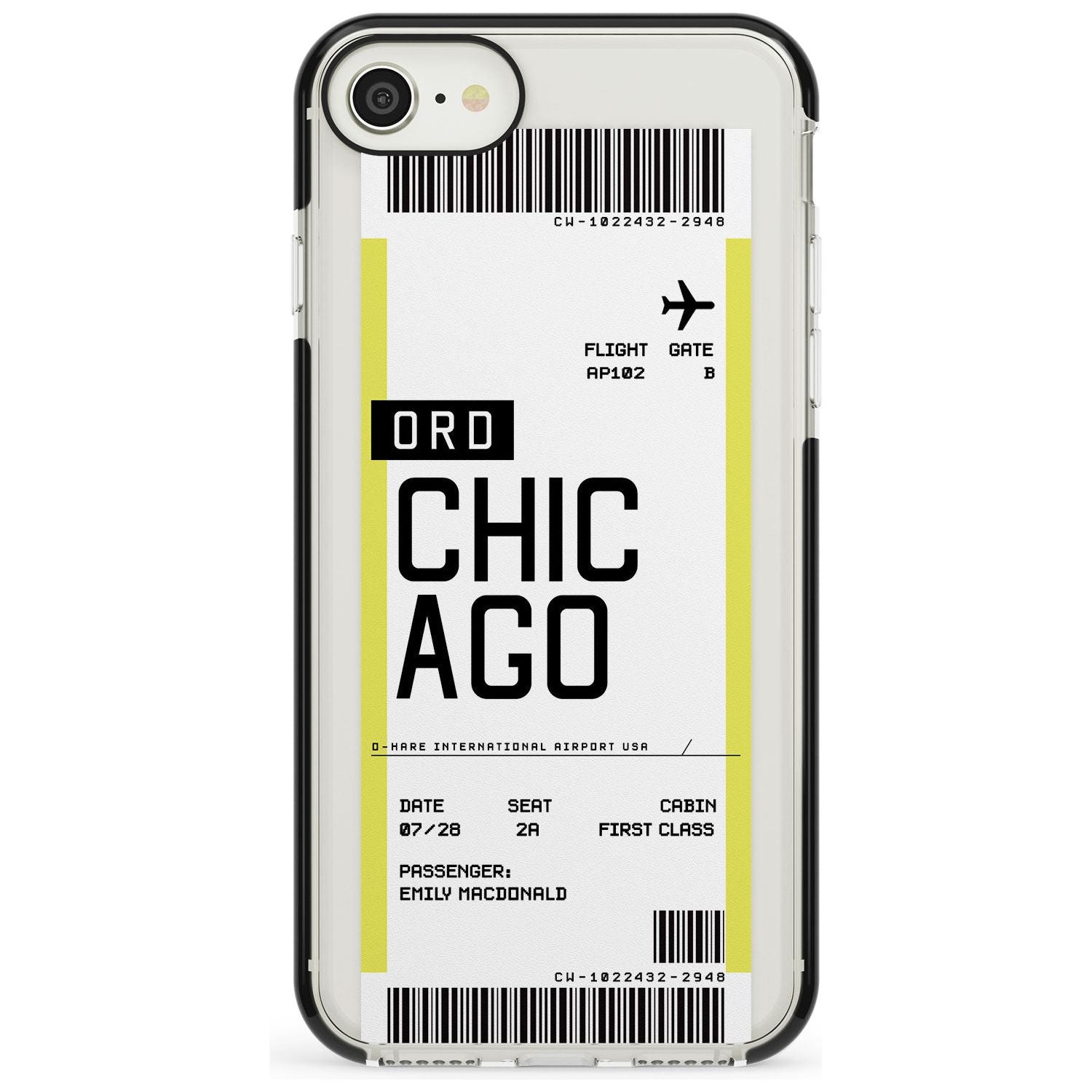 Chicago Boarding Pass iPhone Case  Black Impact Custom Phone Case - Case Warehouse