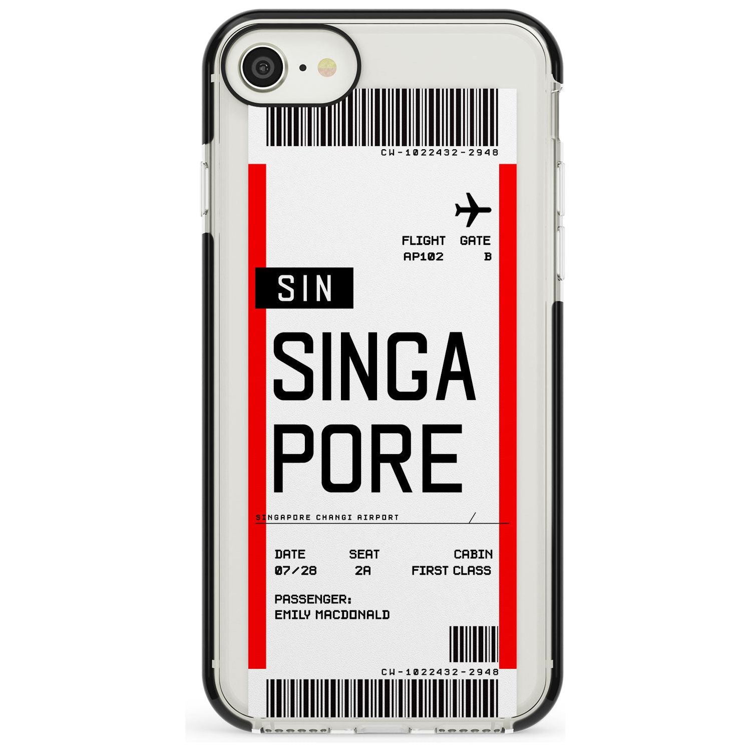 Singapore Boarding Pass iPhone Case  Black Impact Custom Phone Case - Case Warehouse