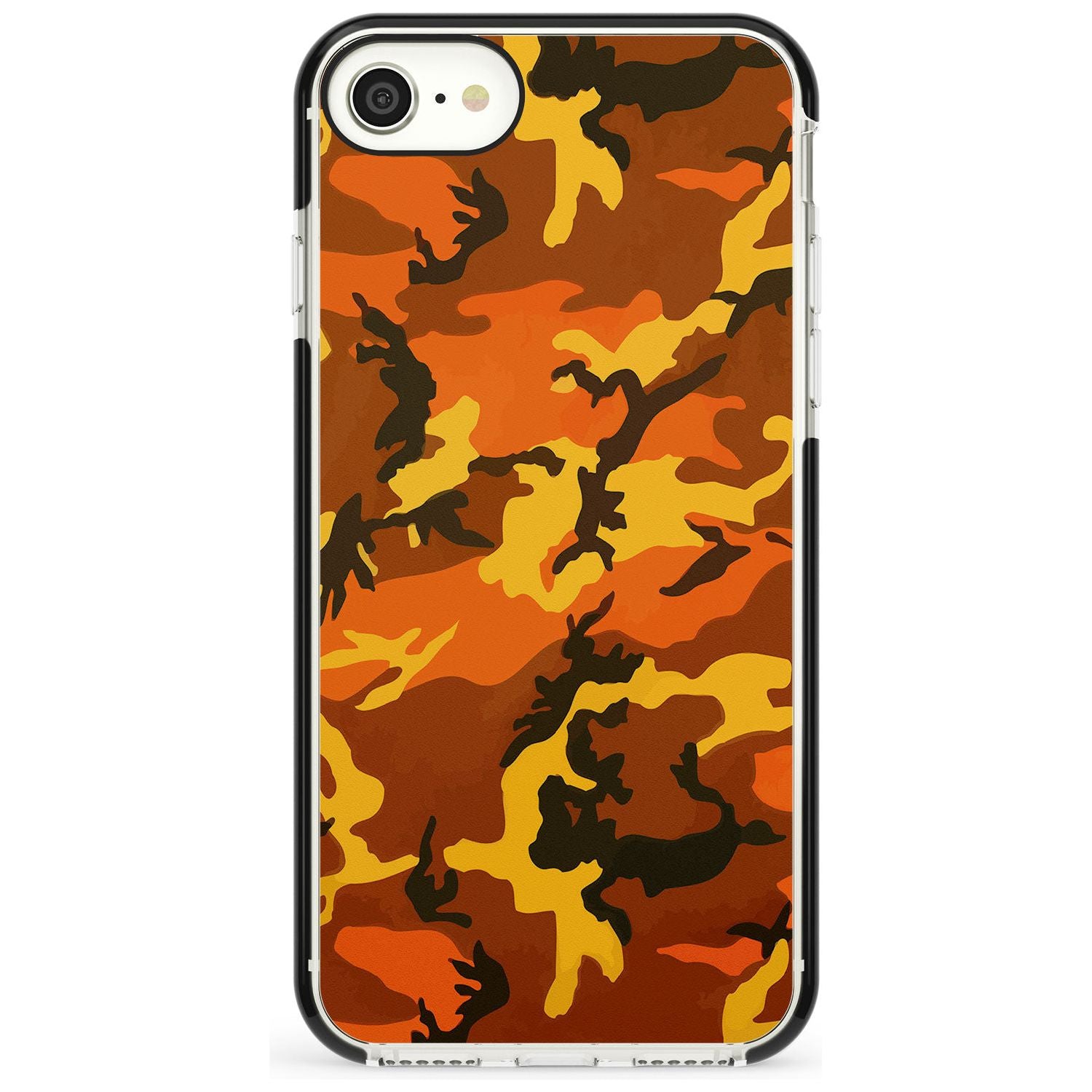 Orange Camo Black Impact Phone Case for iPhone SE 8 7 Plus