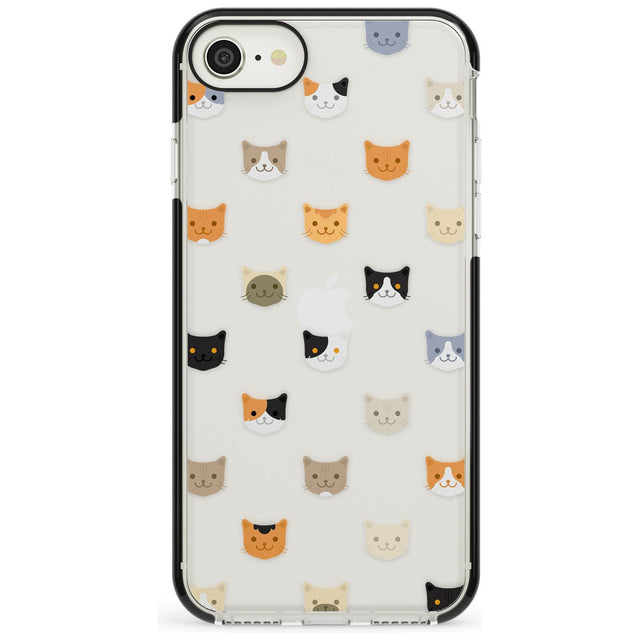 Cute Cat Face Transparent Phone Case iPhone 7/8 / Black Impact Case,iPhone SE / Black Impact Case Blanc Space