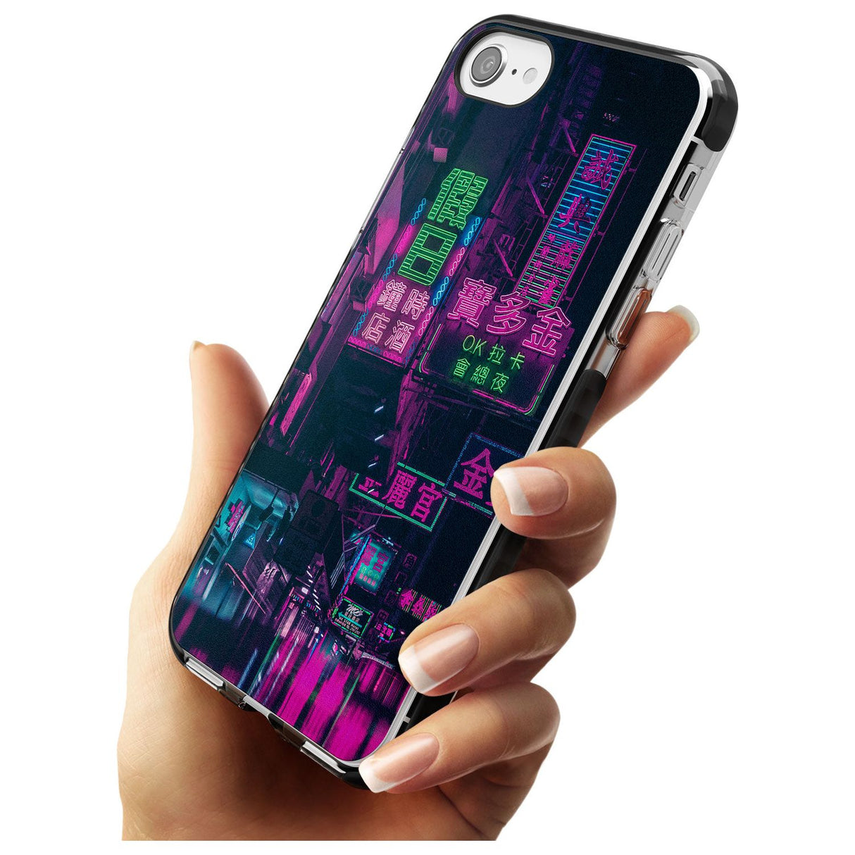 Rainy Reflections - Neon Cities Photographs Black Impact Phone Case for iPhone SE 8 7 Plus