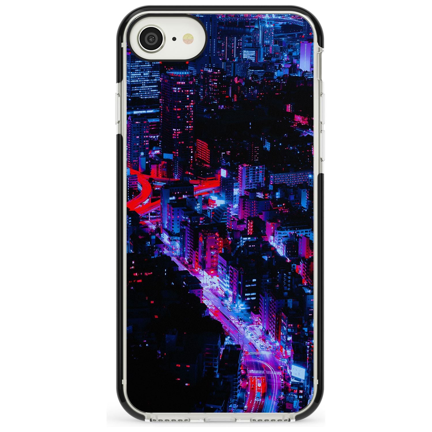 Arial City View - Neon Cities Photographs Black Impact Phone Case for iPhone SE 8 7 Plus