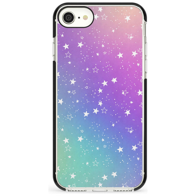 White Stars on Pastels Pink Fade Impact Phone Case for iPhone SE 8 7 Plus