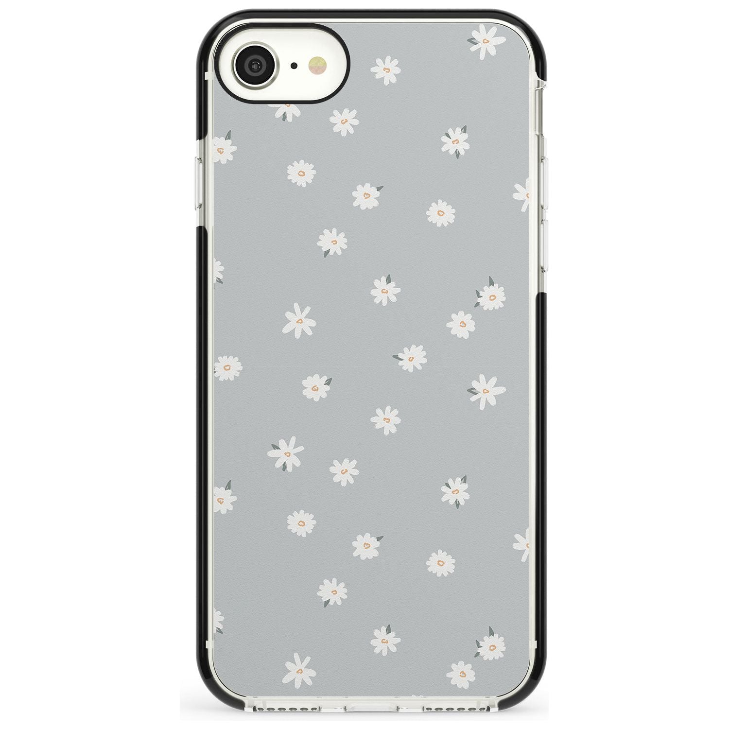 Painted Daises - Blue-Grey Cute Floral Design Pink Fade Impact Phone Case for iPhone SE 8 7 Plus