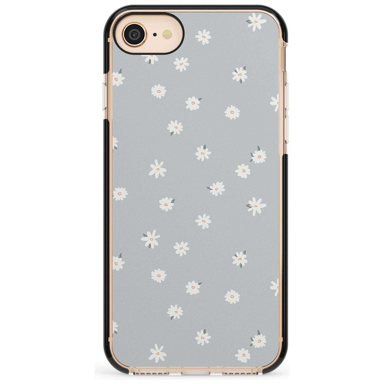 Painted Daises - Blue-Grey Cute Floral Design Pink Fade Impact Phone Case for iPhone SE 8 7 Plus